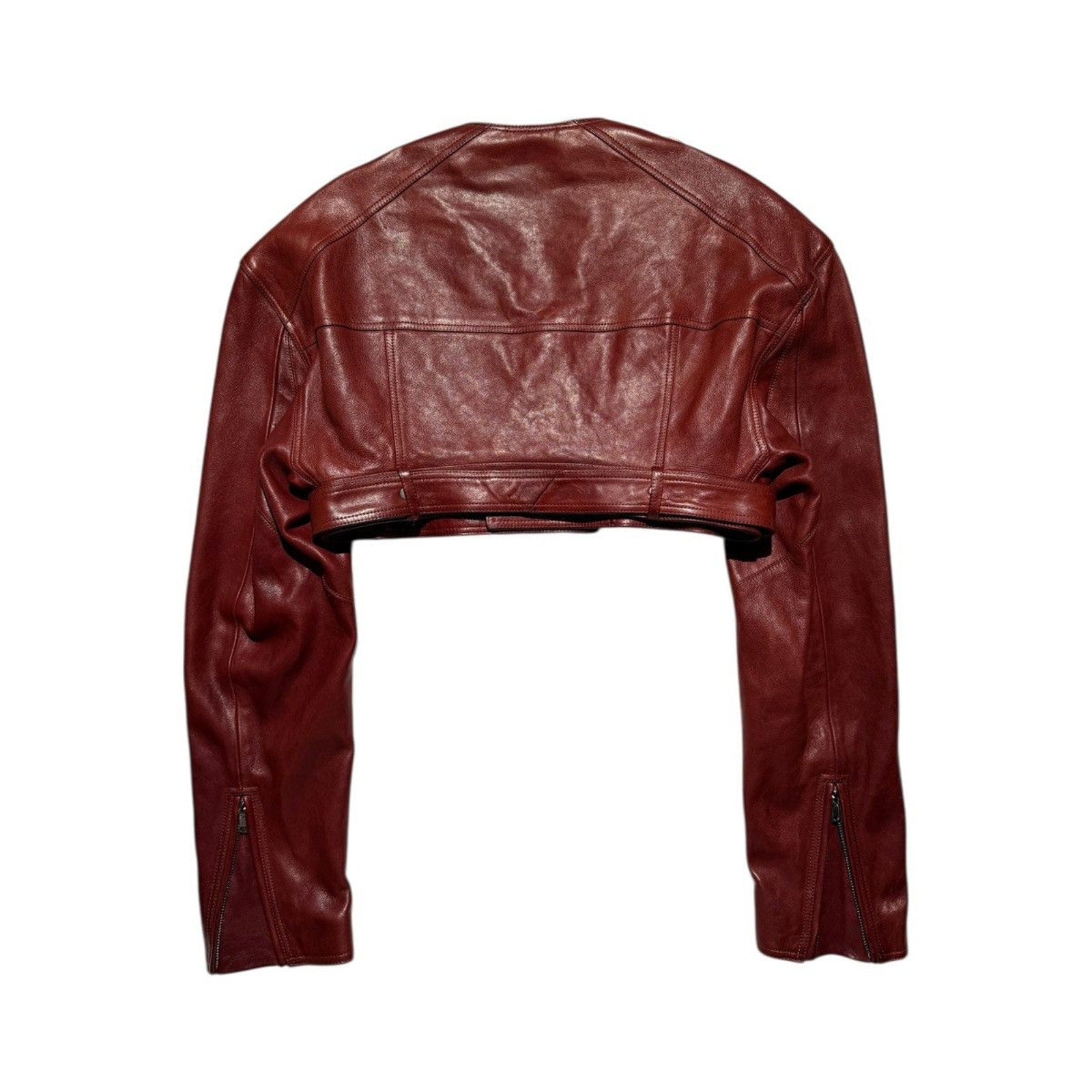 Cropped leather biker jacket