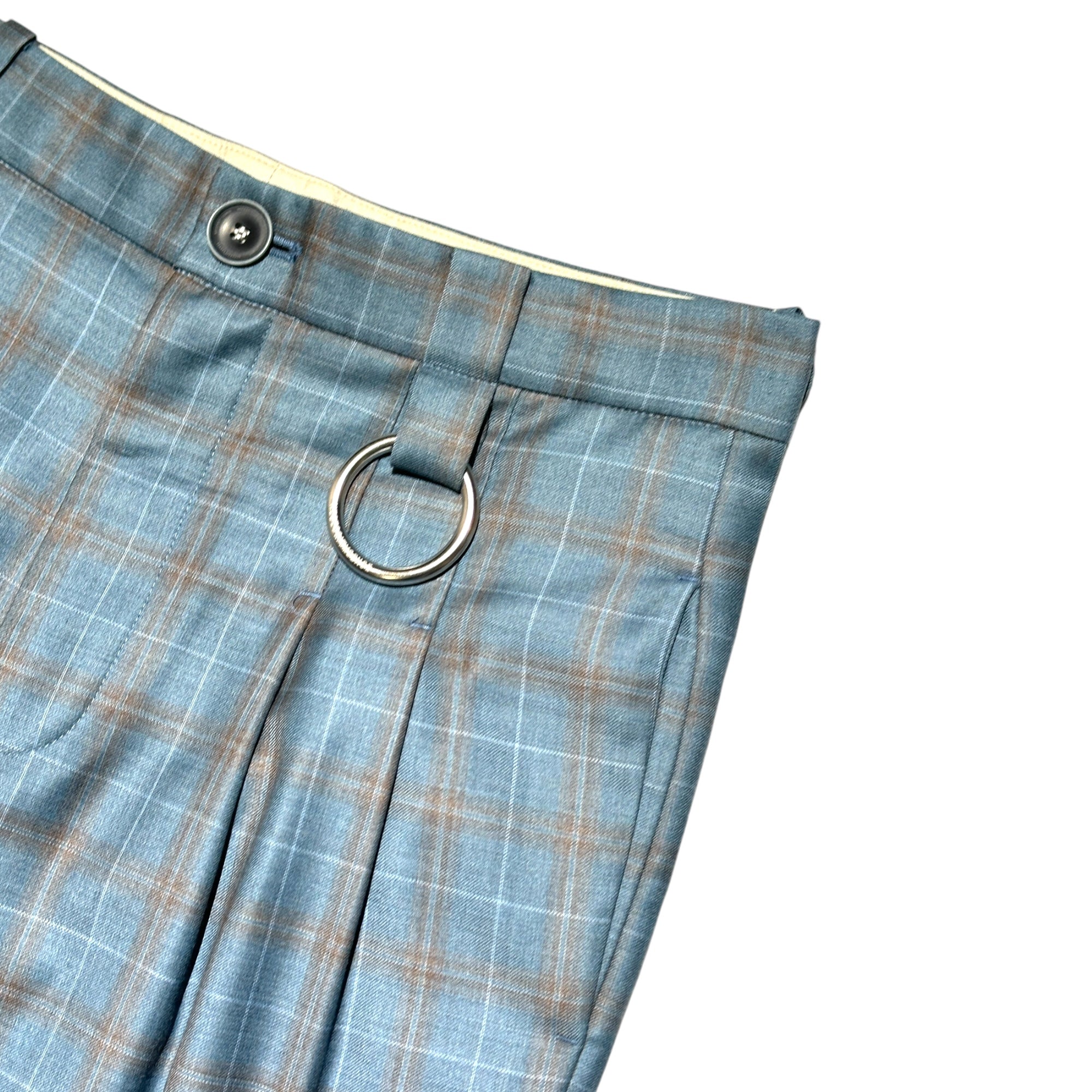 Plaid wide leg d ring trouser