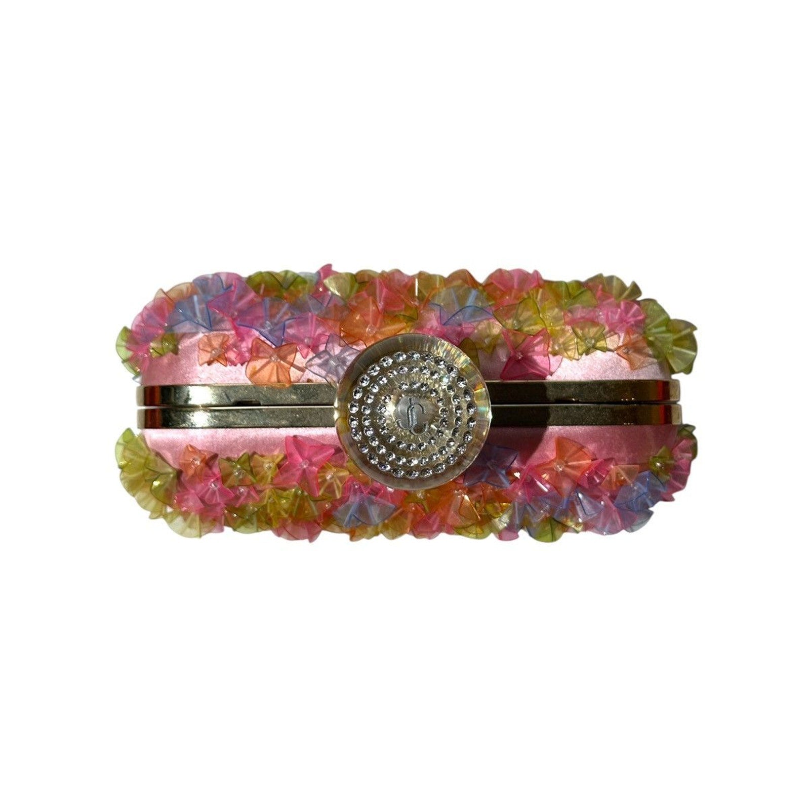 Cloud transparent flowers satin clutch