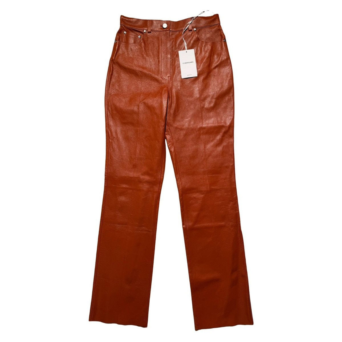 Nappa leather terracotta pant
