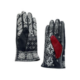 Lamb skin Leather paisley gloves