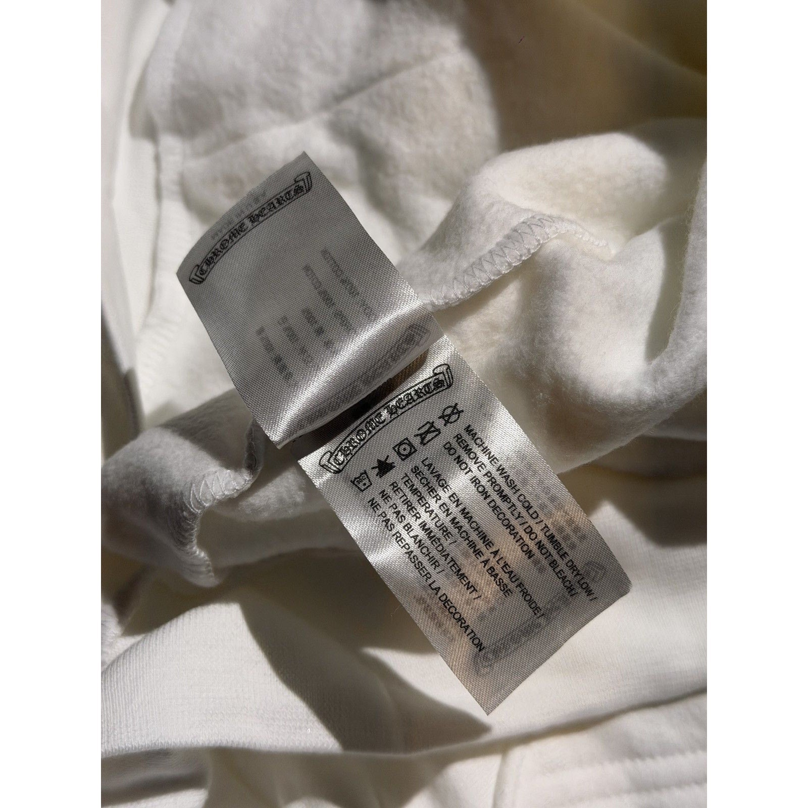 White silver foil logo hoodie