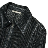 Woven Leather Lasercut Zip jacket