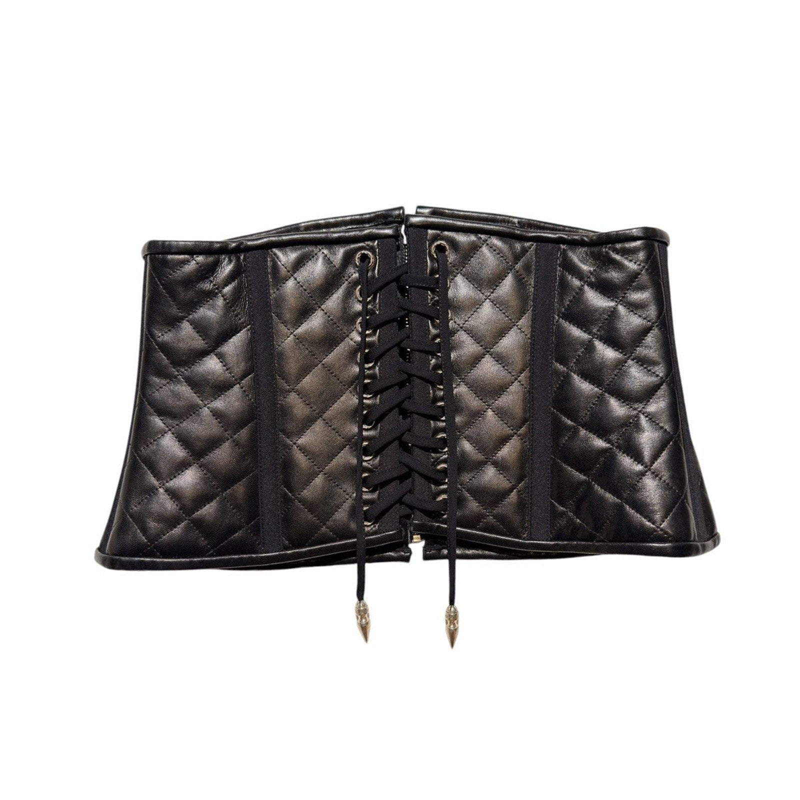 Quilted Leather dagger zip corset