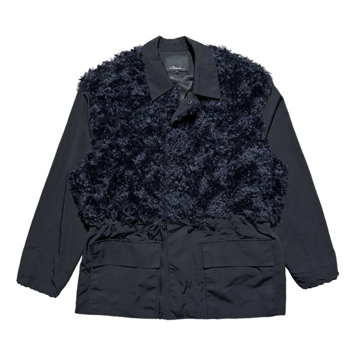 Fur paneled nylon jacket