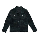 Genuine suede leather paneled denim jacket