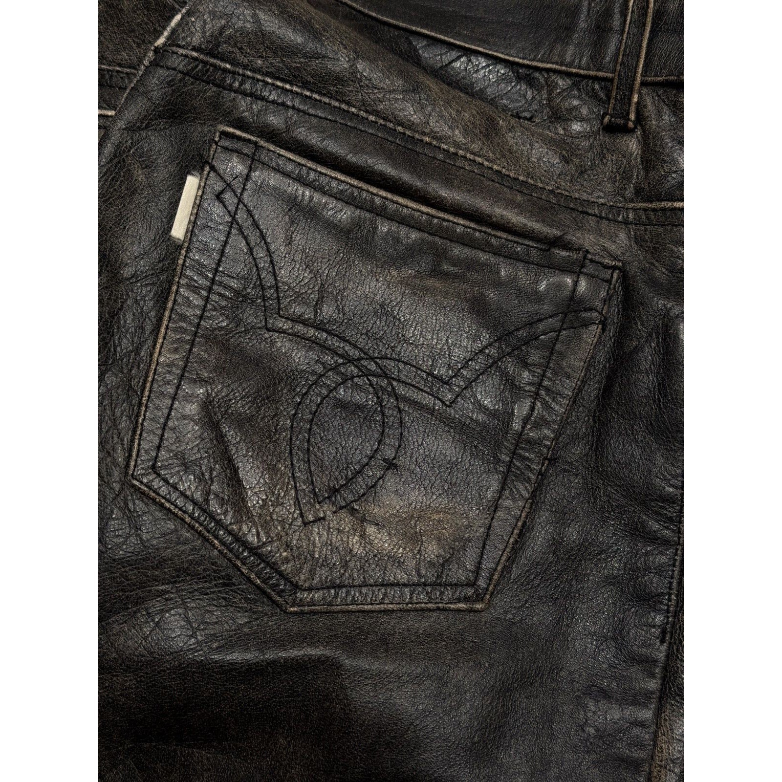 100% aged leather pant