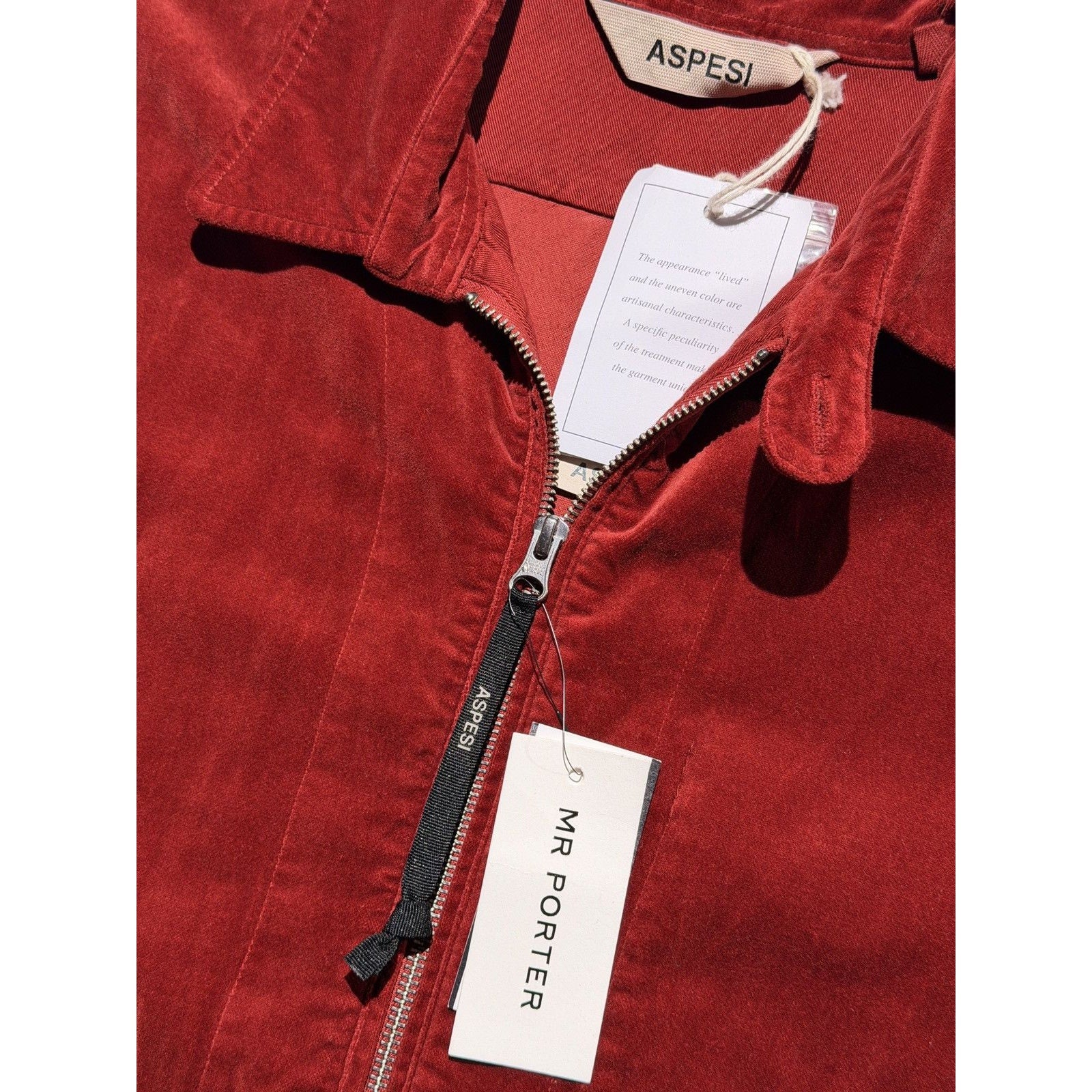 Velvet cotton zip up overshirt