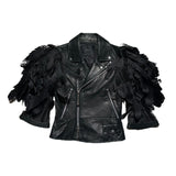 FW15 Runway feathered leather jacket
