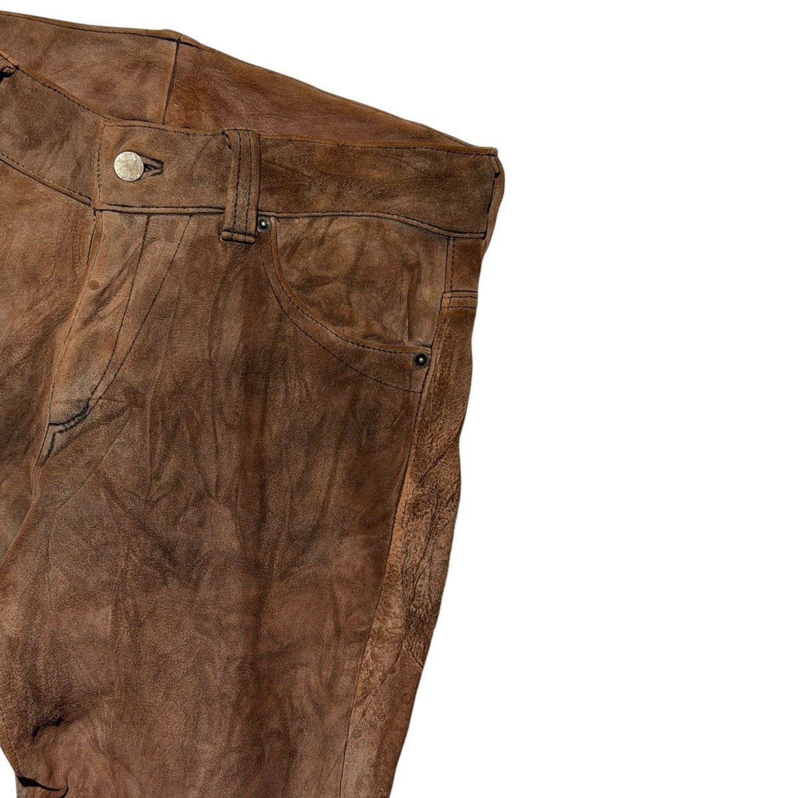 Sueded leather flared pant