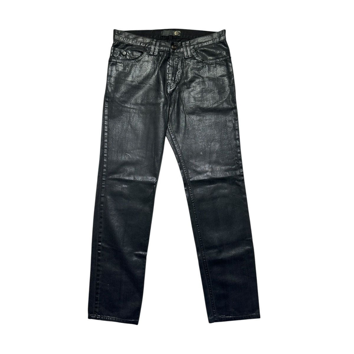 Waxed coated denim pants