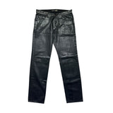 Waxed coated denim pants