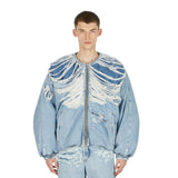 oversized shredded denim “Day-C bomber”