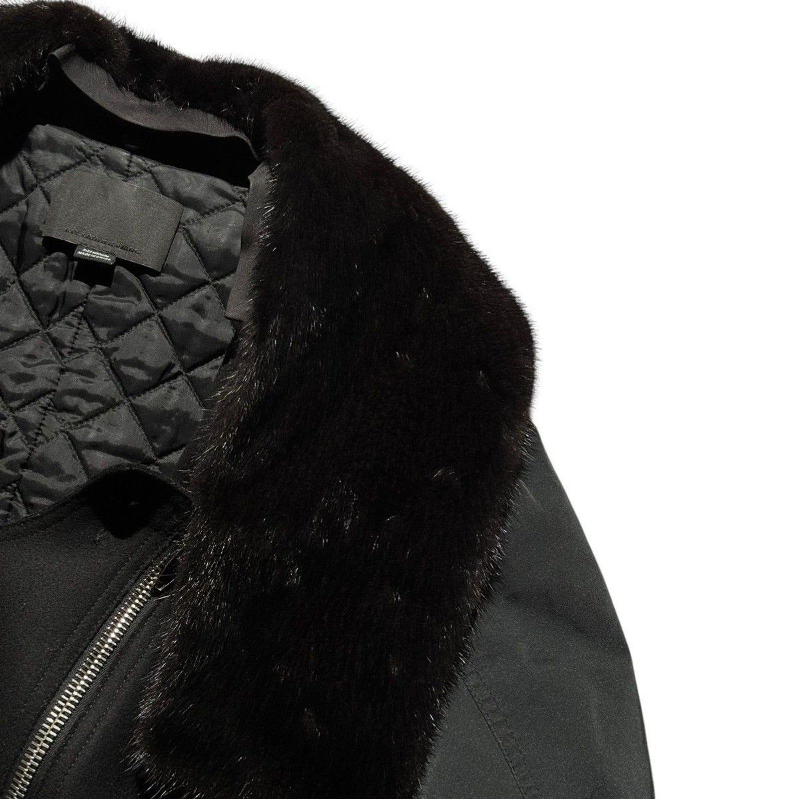 FW11 Runway Mink fur trim cropped biker jacket