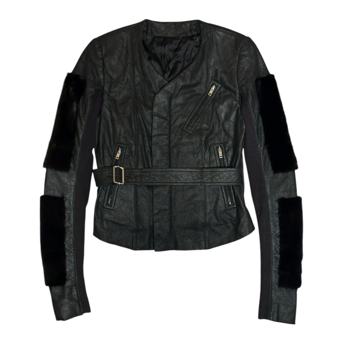 Mink Bondage leather jacket