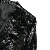 Glossy crinkled Liquid Metal blazer