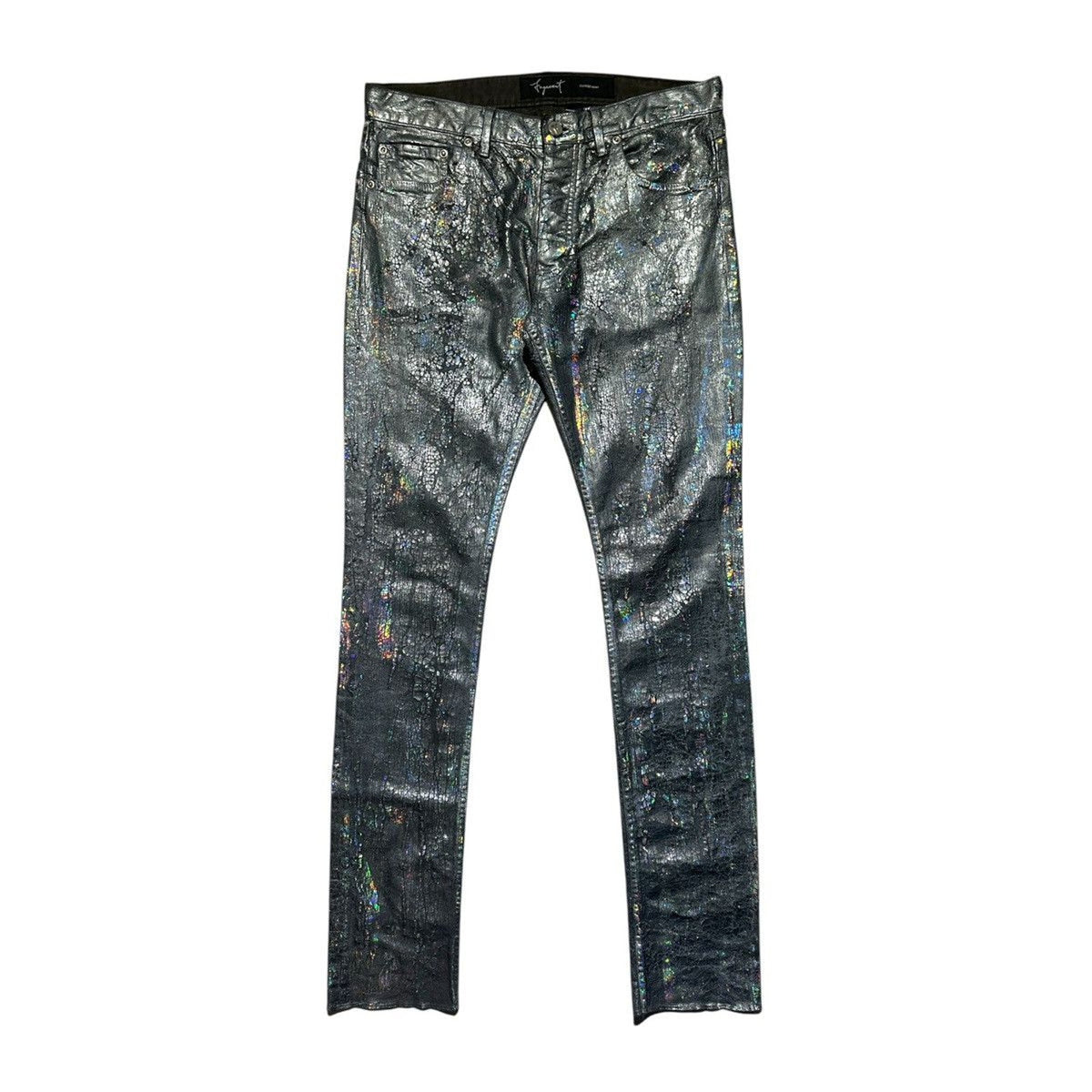 Limited Paint crackled metallic denim