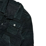 Genuine suede leather paneled denim jacket