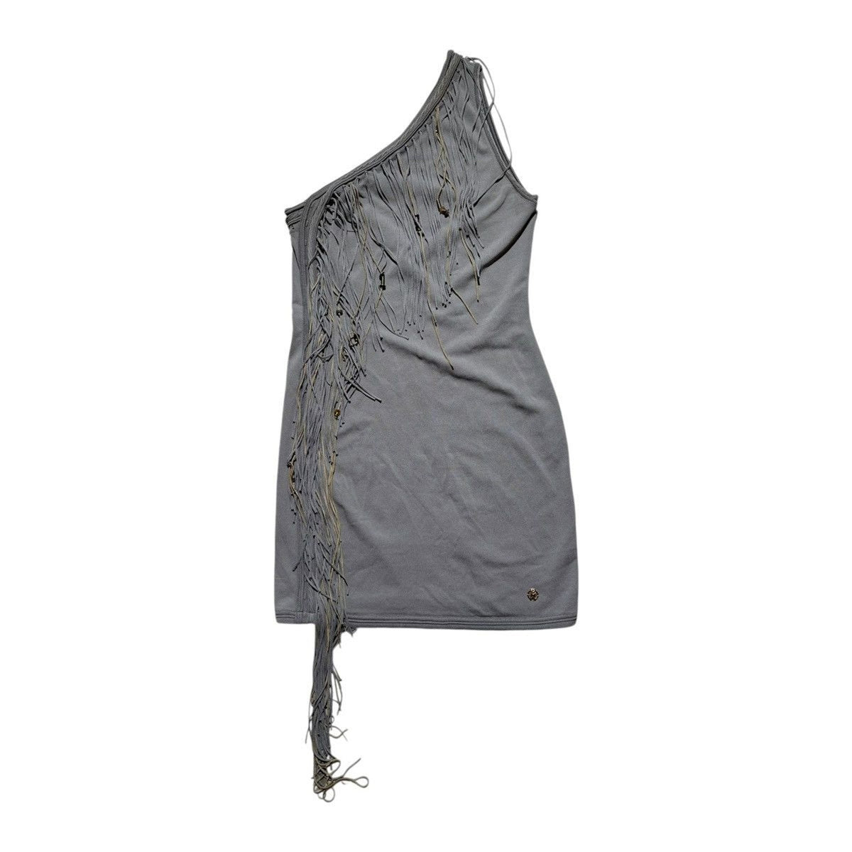 Fringed one shoulder dress