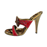 Ponyhair fur crystal heel