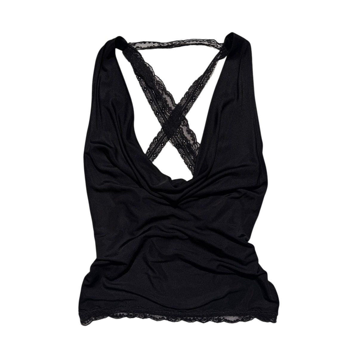 Plunge neck back lace cut out top