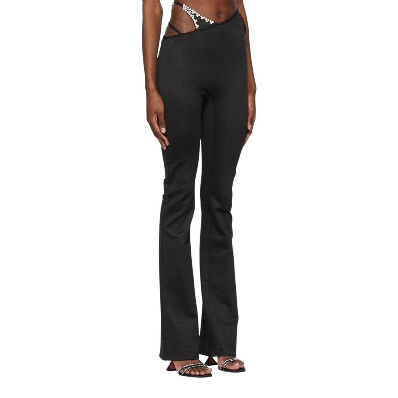 Asymmetric Crystal embellished thong effect trousers