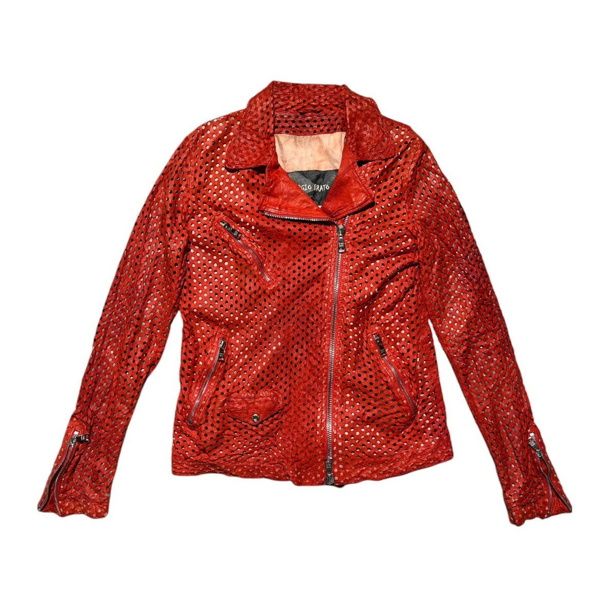 Lasercut leather zip moto jacket