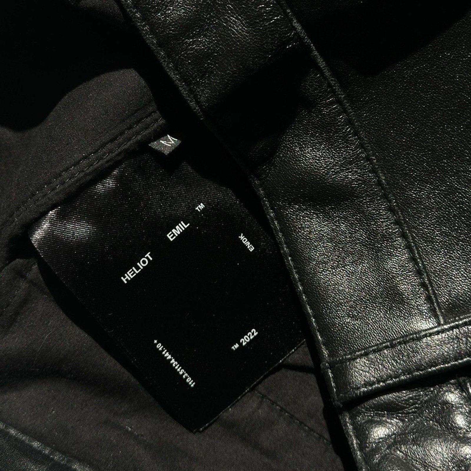 Leather logo zippered pant
