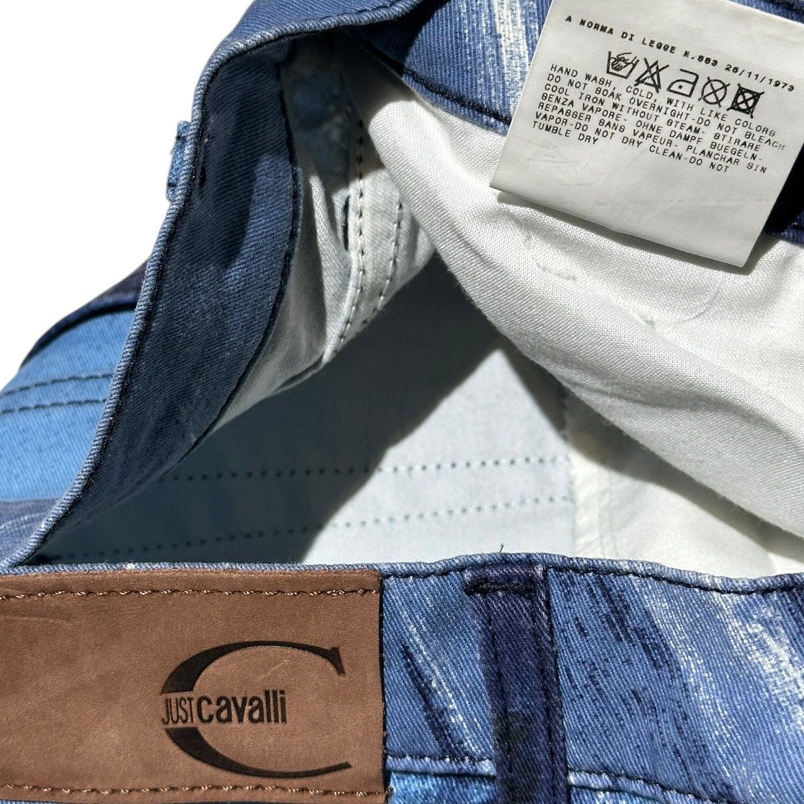 Archive snakeskin graphic denim