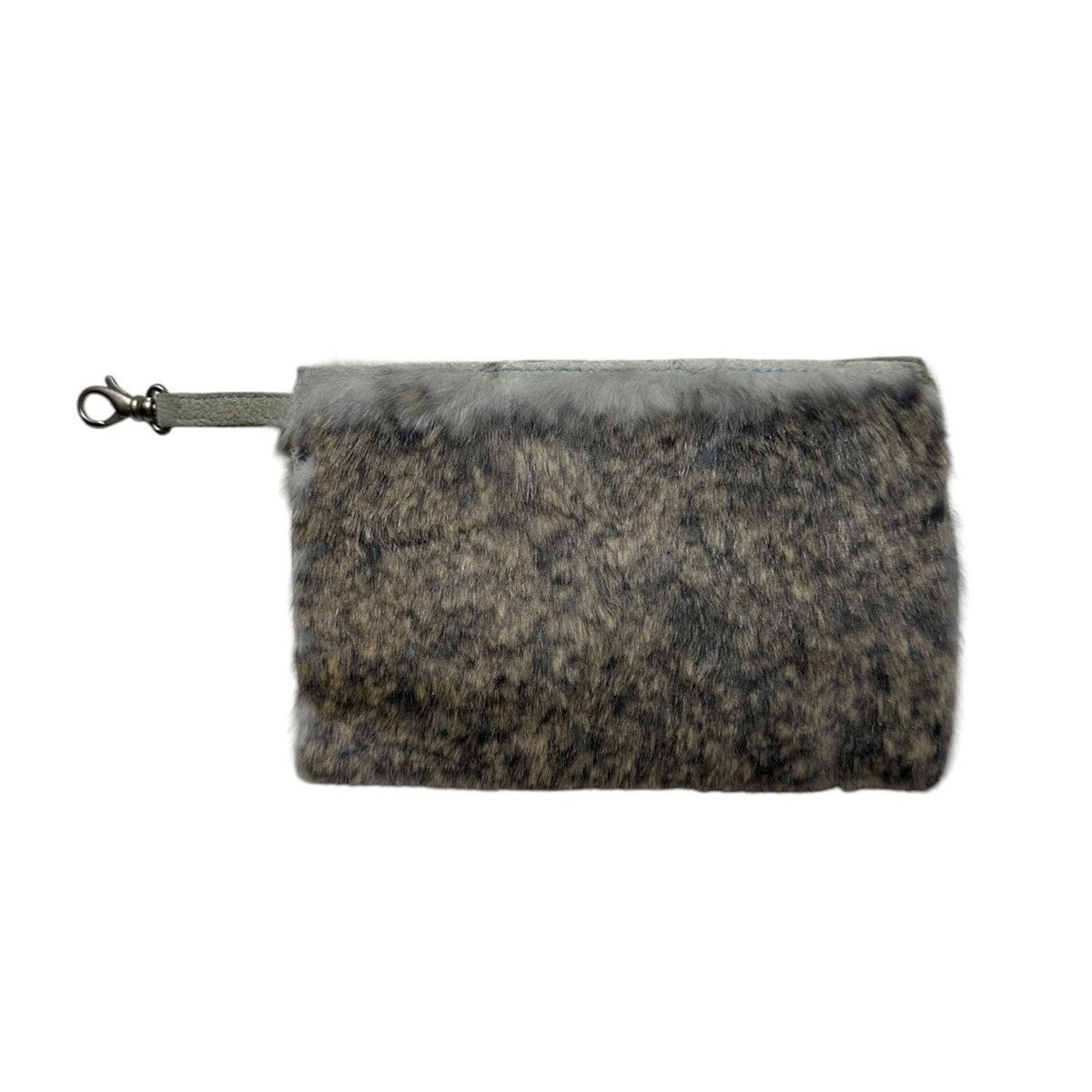 Rabbit fur zippered pouch