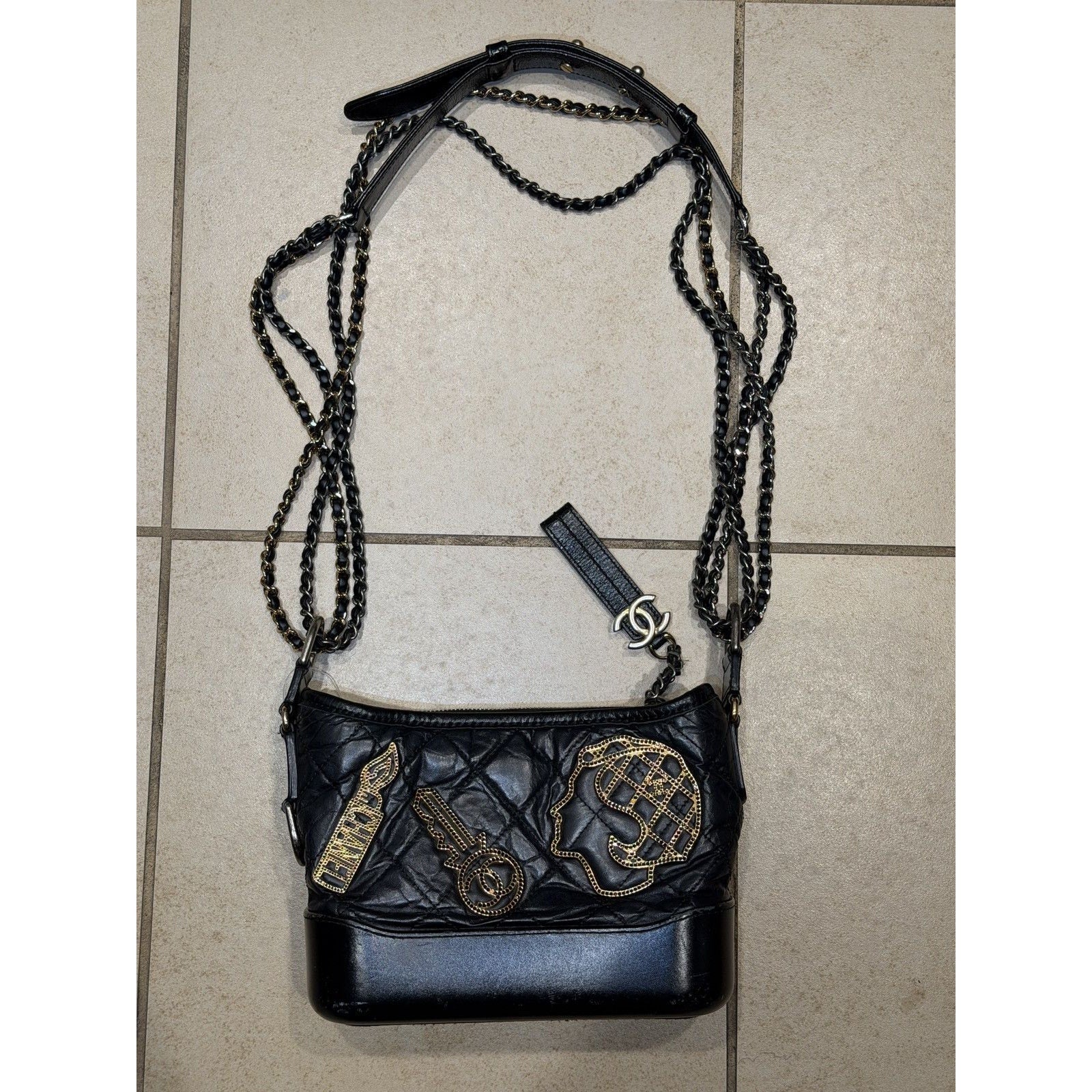 Gabrielle embellished quilted chainlink hobo