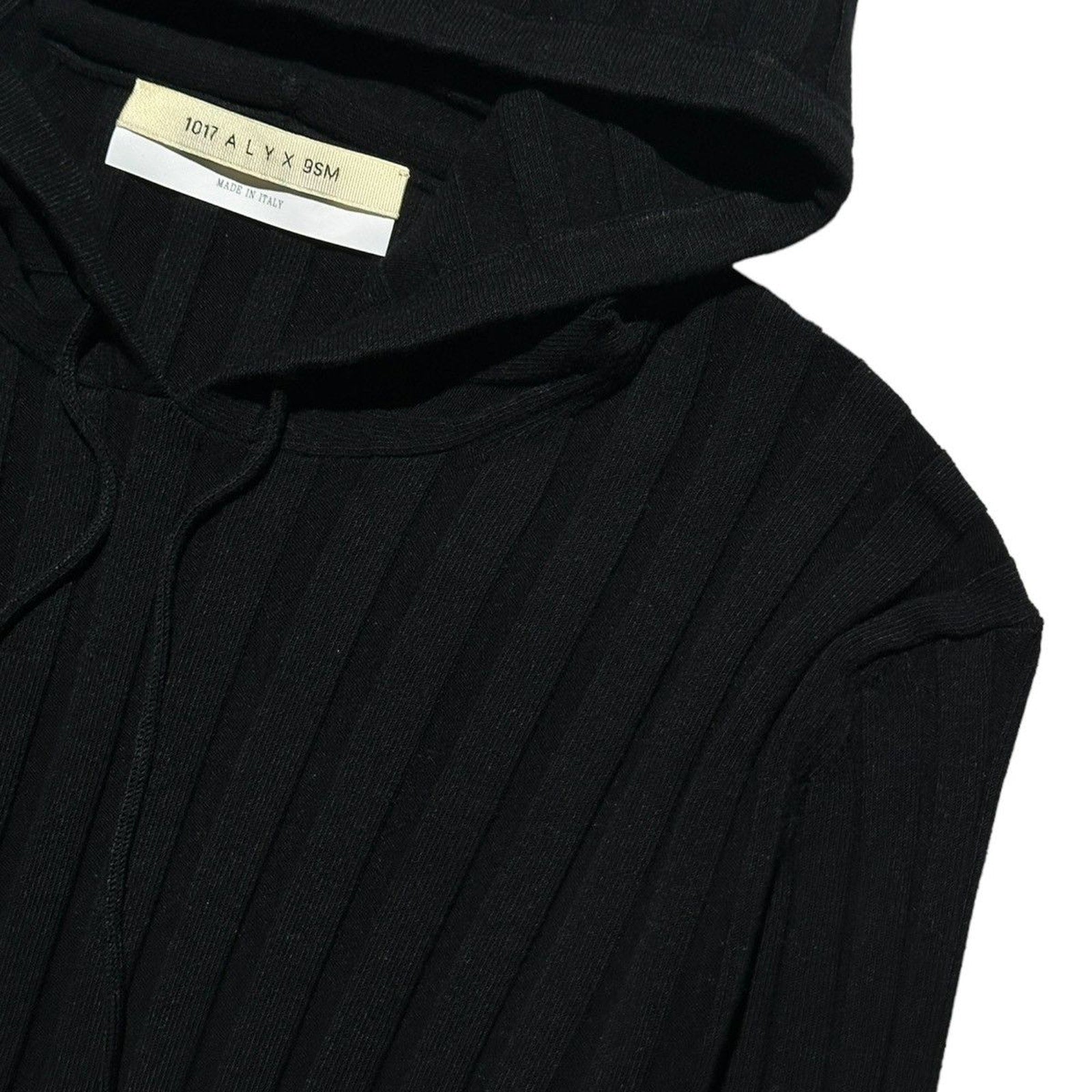 Ribbed knit stretch pleated hoodie