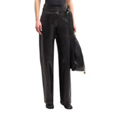 Belted leather trouser