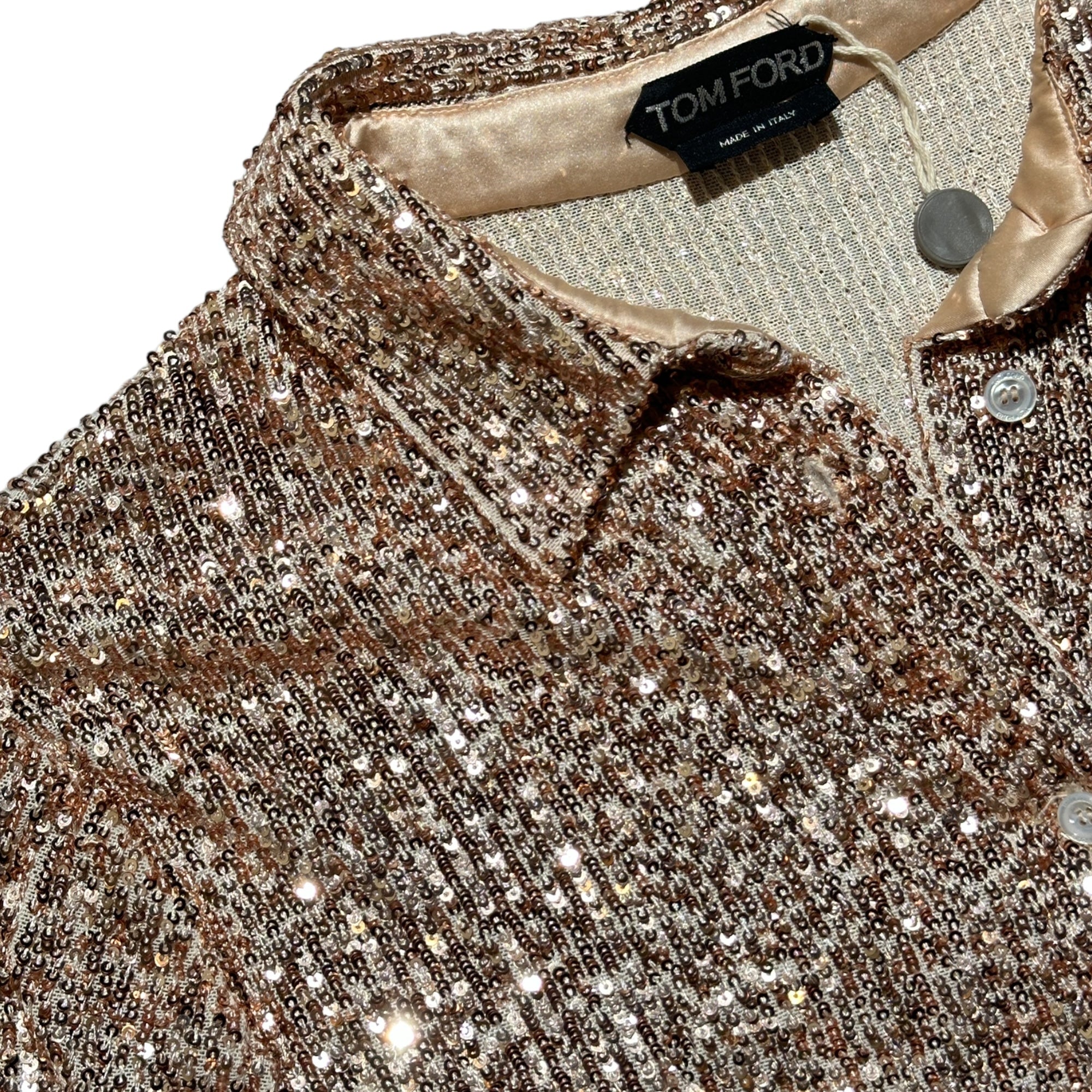 sequin stretch button down