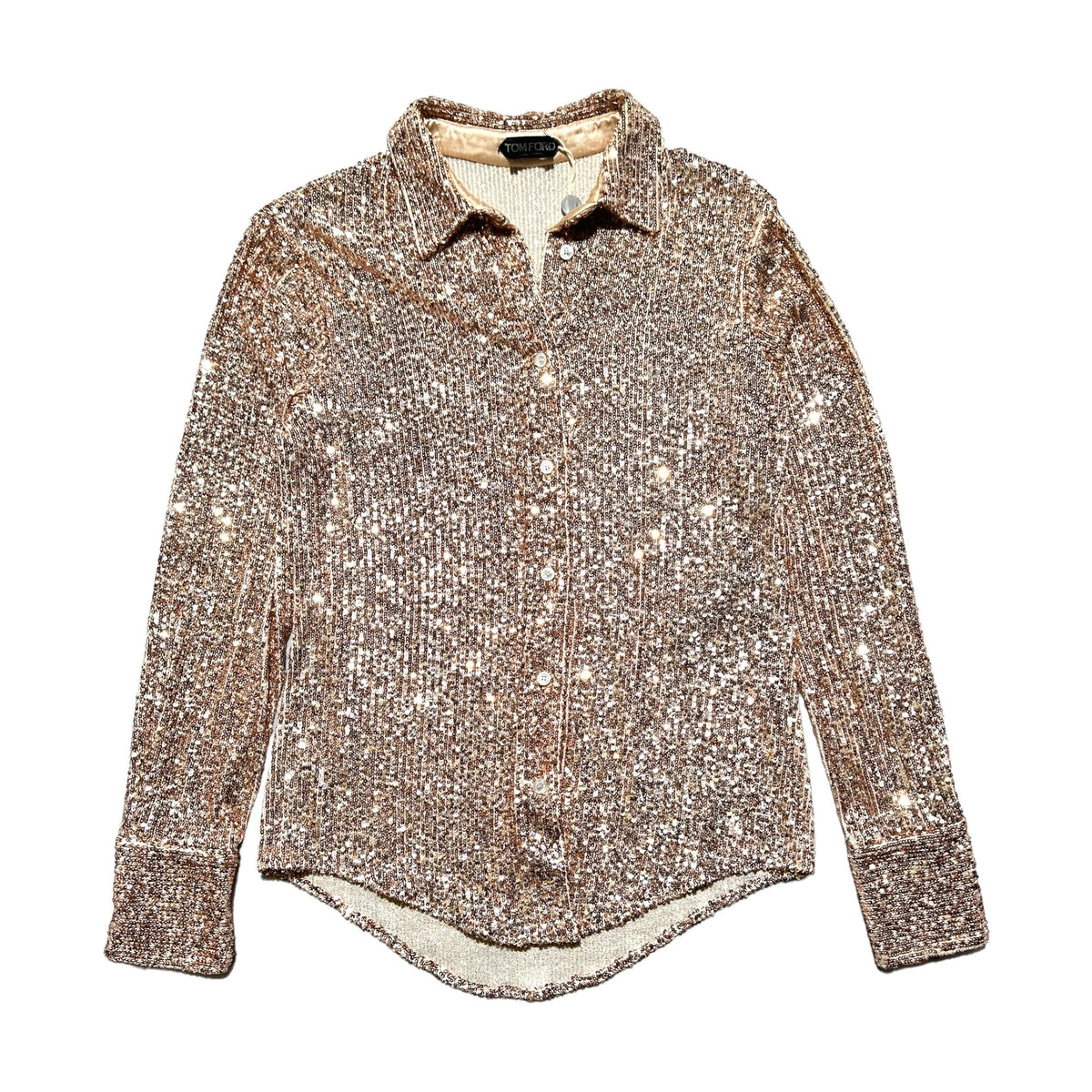 sequin stretch button down