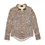 sequin stretch button down