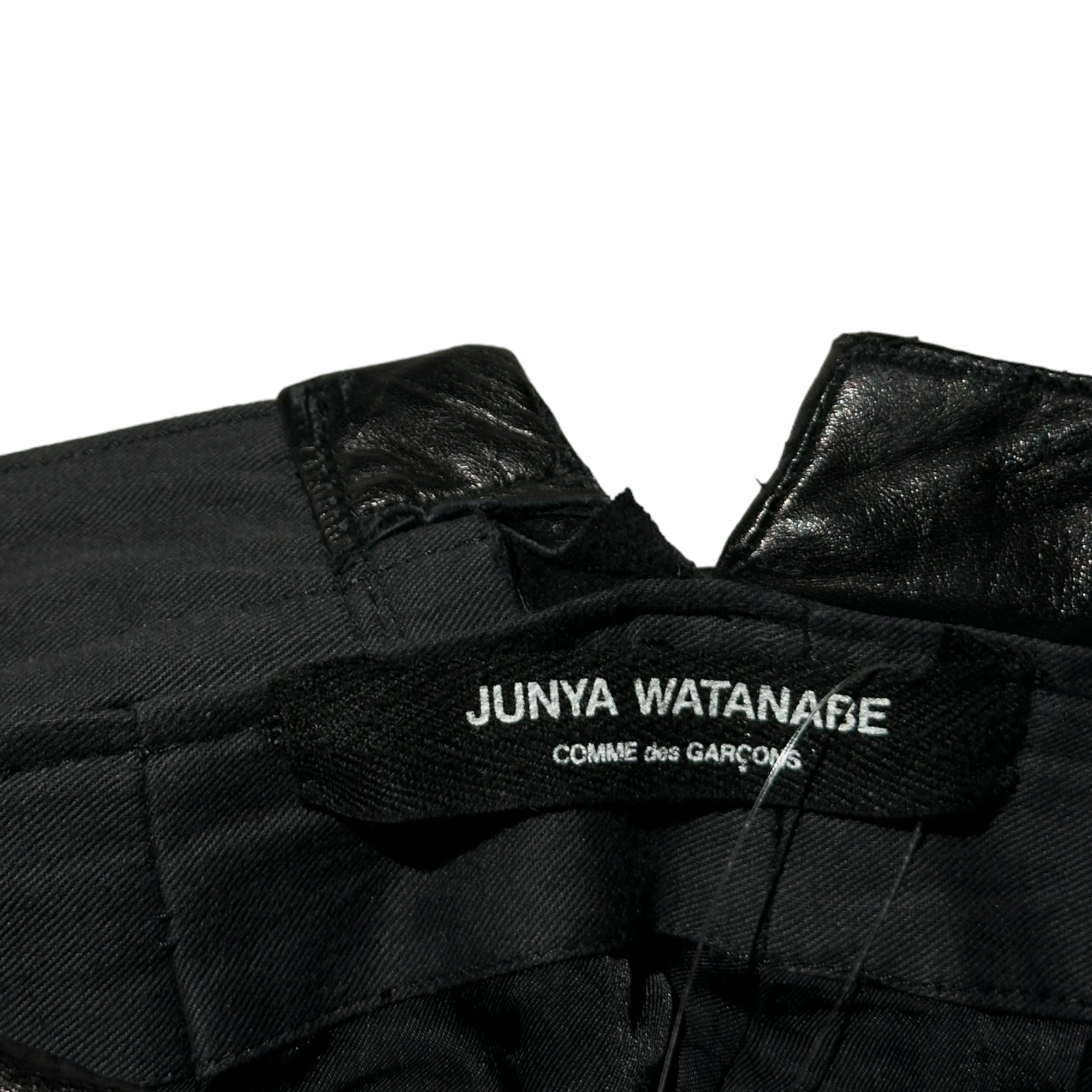 Leather patchwork deconstructed pant