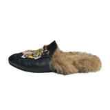 Fur slip on mule