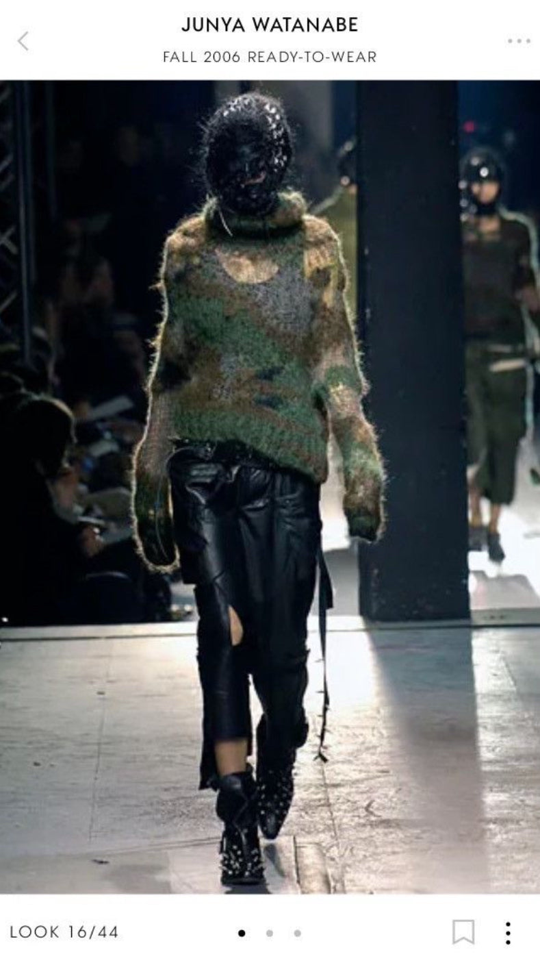 Leather patchwork deconstructed pant