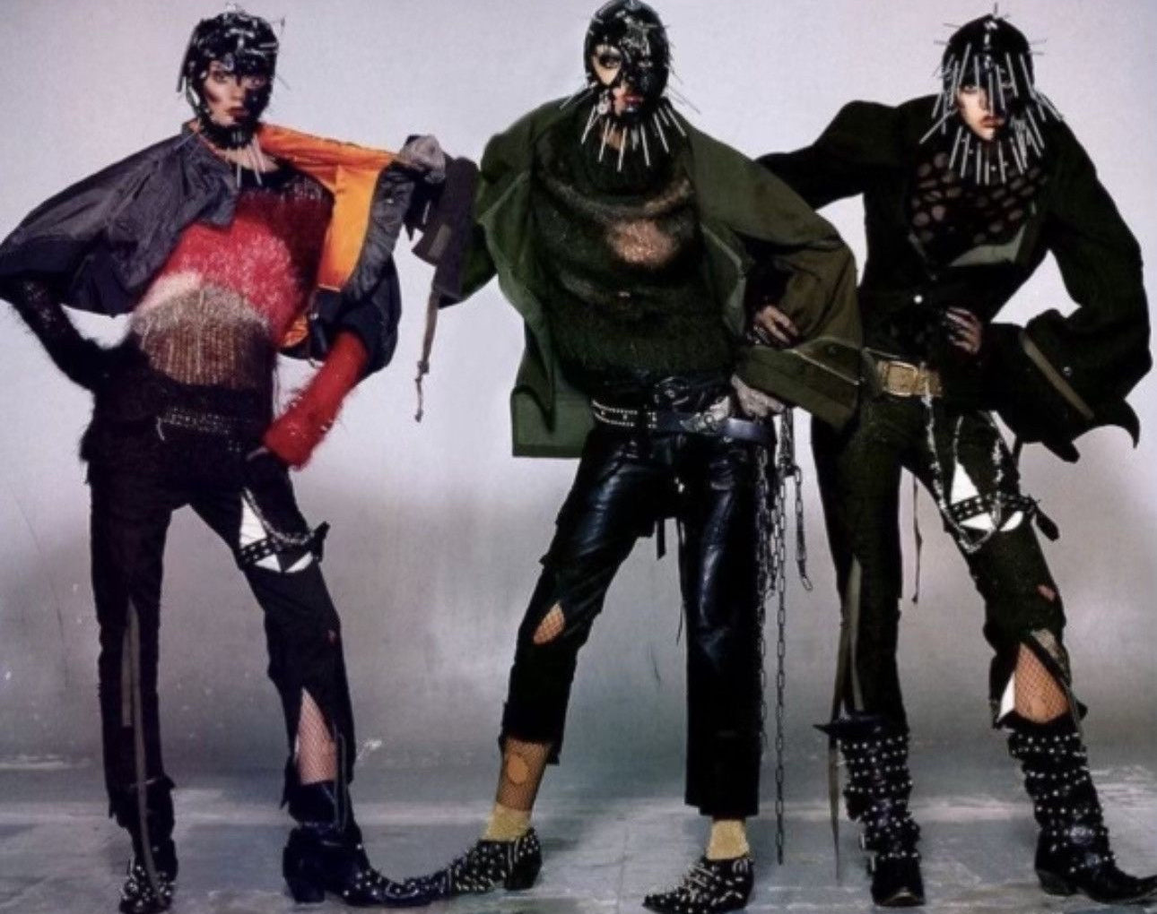 Leather patchwork deconstructed pant