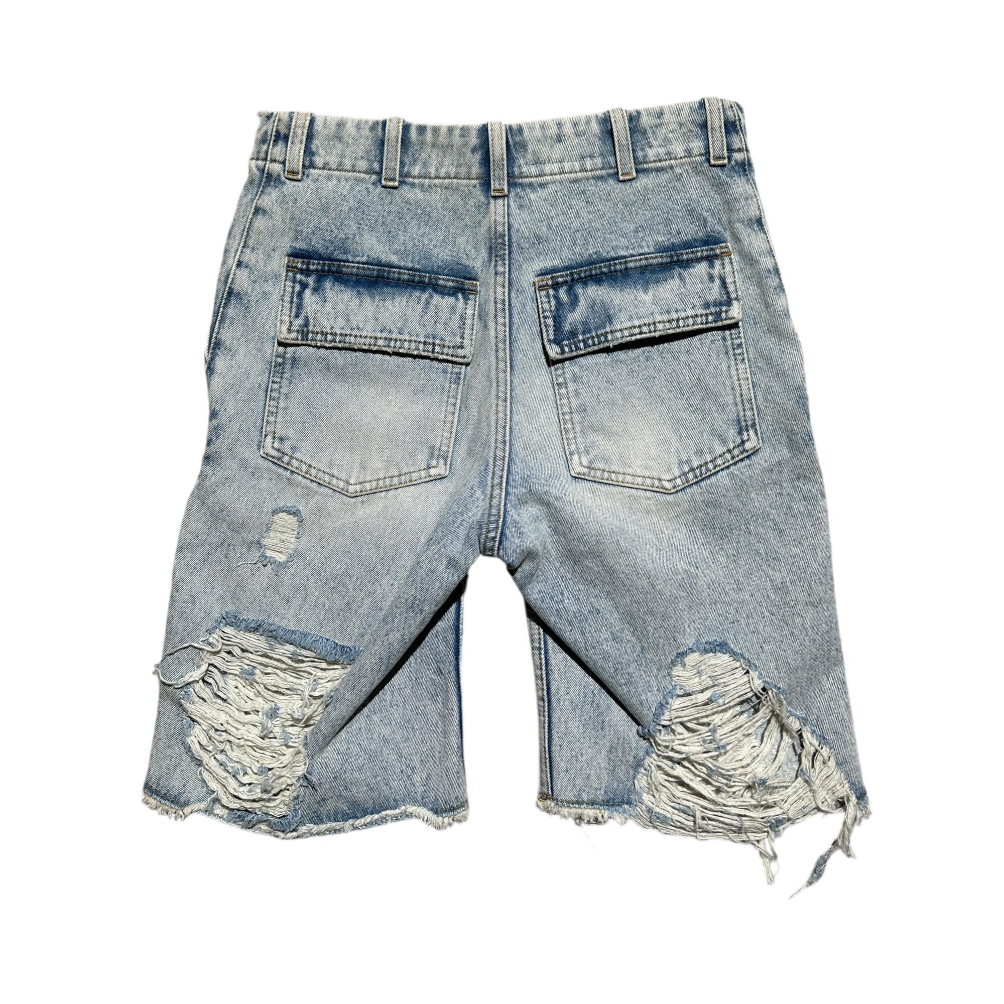 distressed denim cargo shorts