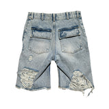 distressed denim cargo shorts