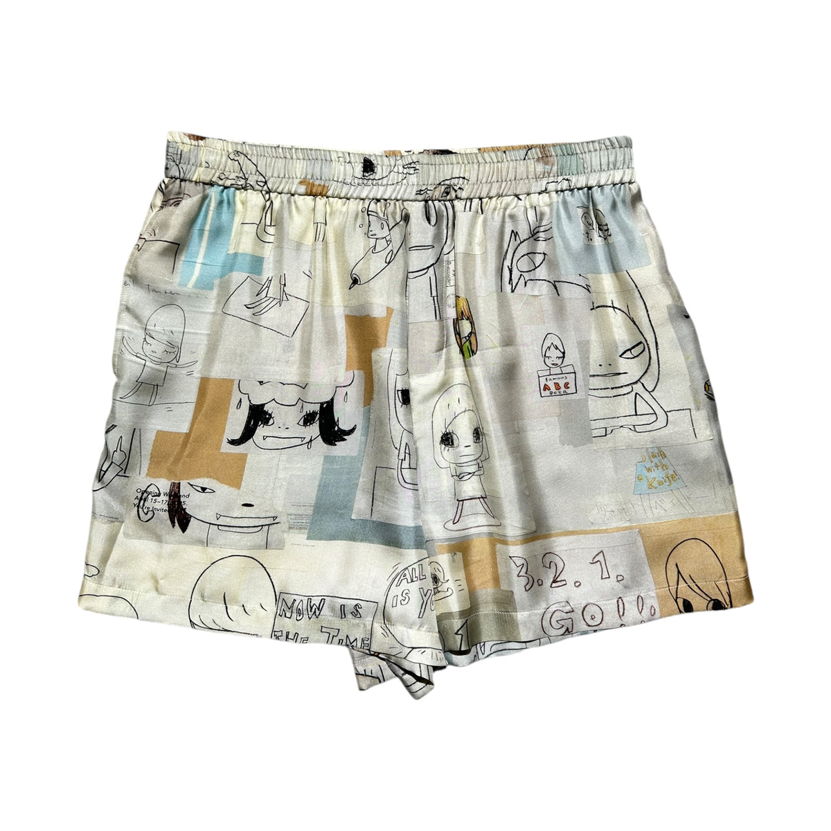 Yoshitomo Nara adjustable Silk shorts