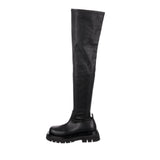 over the knee leather lug boot