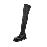 over the knee leather lug boot