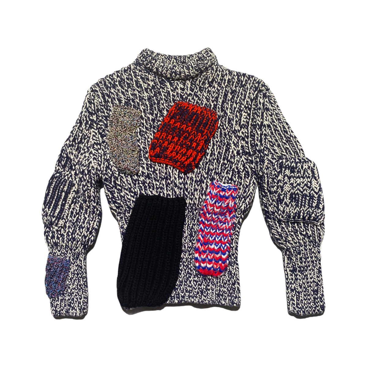 Sterling ruby heavy knit patchwork sweater