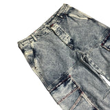 Wide leg cargo washed denim