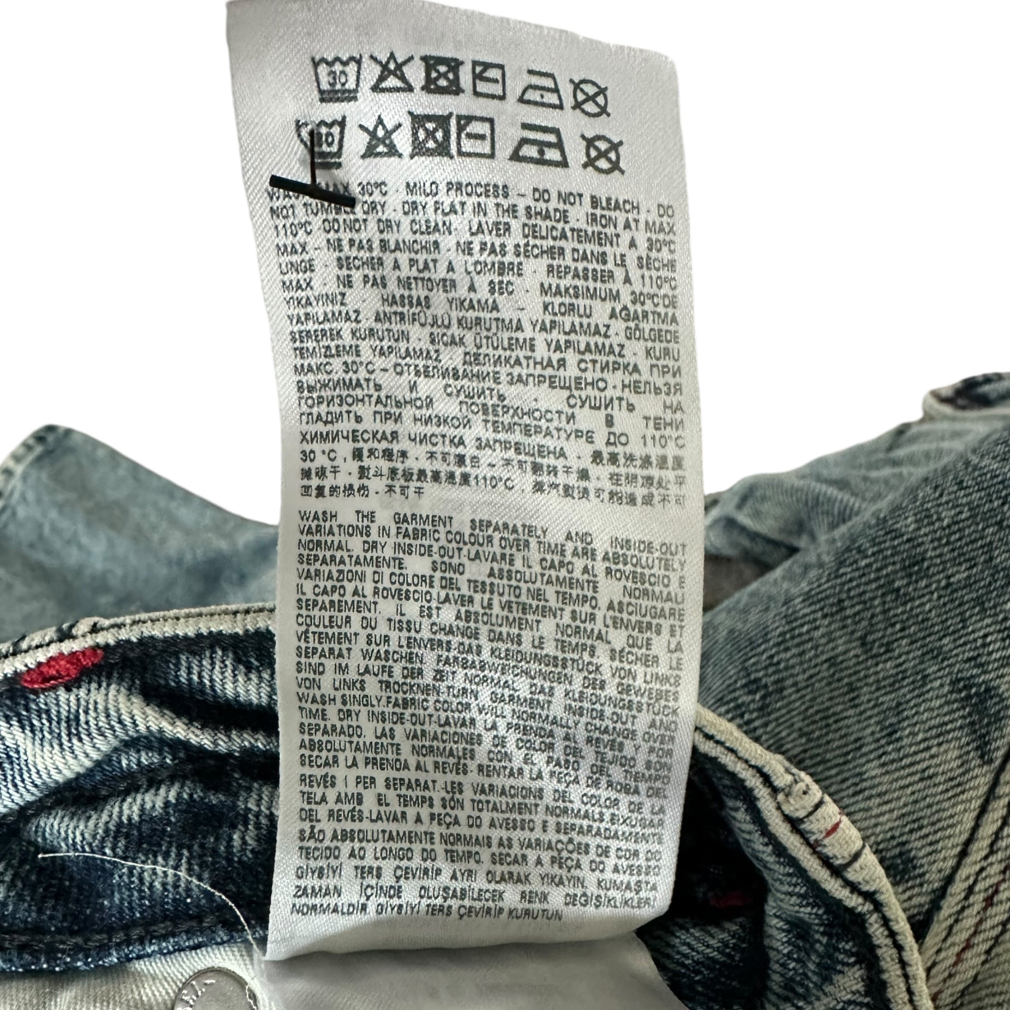 Wide leg cargo washed denim