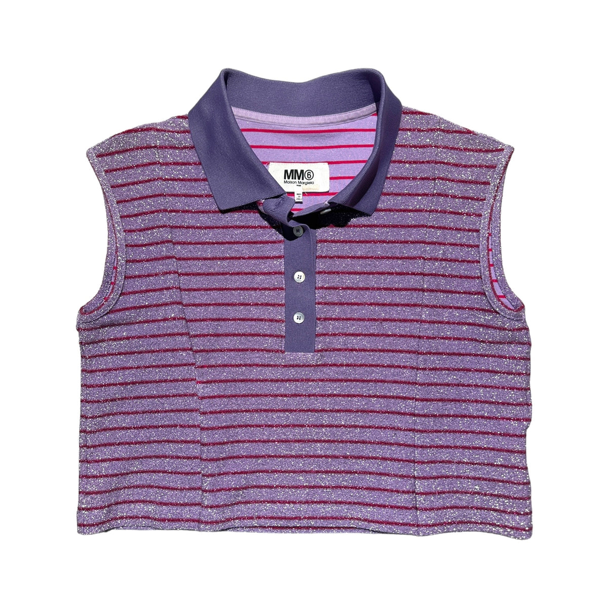 Cropped Glitter striped polo