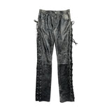 Crackled Leather Lace Tie Pant